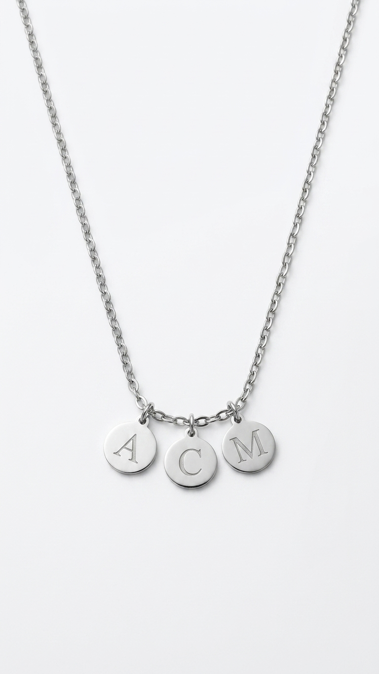 Collar Personalizado Iniciales Plateado