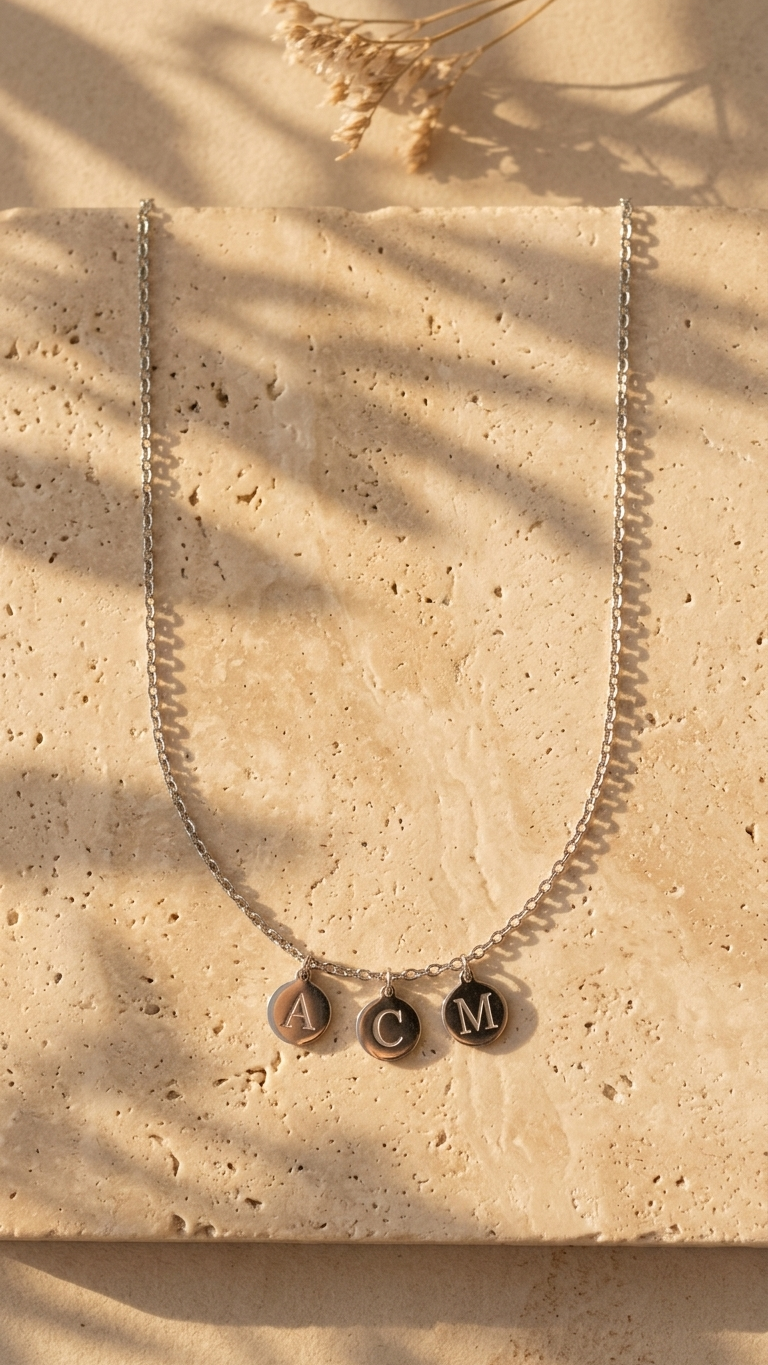 Collar Personalizado Iniciales Plateado